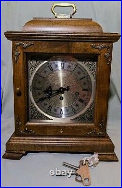 Vintage Hamilton Chiming Mantle Clock Germany 2 Jewels 340-020 Keys Exc! Runs