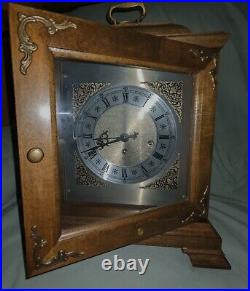 Vintage Hamilton Chiming Mantle Clock Germany 2 Jewels 340-020 Keys Exc! Runs