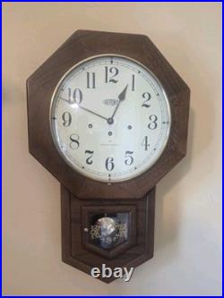 Vintage Hamilton Head Master School House Wall Clock Westiminster Key Pendulum Vintage Hamilton Head Master School House Wall Clock Westiminster Key Pendulum