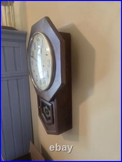 Vintage Hamilton Head Master School House Wall Clock Westiminster Key Pendulum