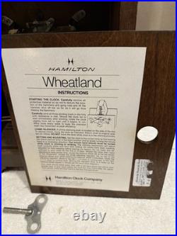 Vintage Hamilton Mantle Clock -Wheatland -Movement withWestminster Chime + Key
