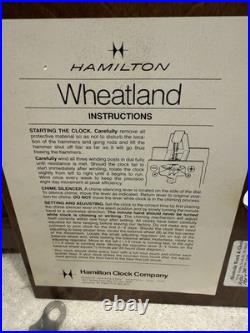 Vintage Hamilton Mantle Clock -Wheatland -Movement withWestminster Chime + Key