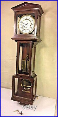 Vintage Hamilton Reg Wall Clock with Westminster Chimes Weights & Spring Driven