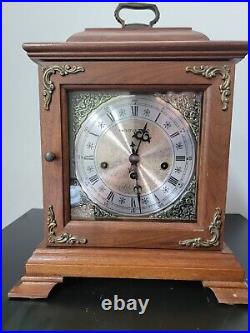 Vintage Hamilton Walnut Triple Chime Quarter Hour Mantel Clock Works Well