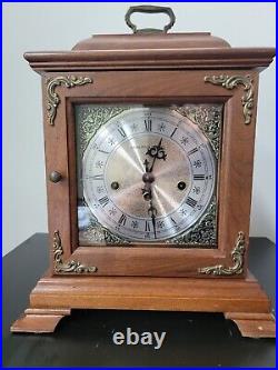 Vintage Hamilton Walnut Triple Chime Quarter Hour Mantel Clock Works Well