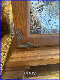 Vintage Hamilton Walnut Triple Chime Quarter Hour Mantel Clock Works Well