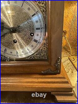 Vintage Hamilton Walnut Triple Chime Quarter Hour Mantel Clock Works Well