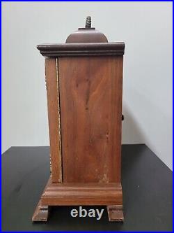 Vintage Hamilton Walnut Triple Chime Quarter Hour Mantel Clock Works Well