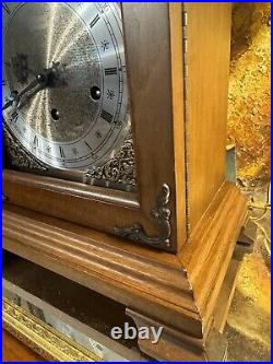 Vintage Hamilton Walnut Triple Chime Quarter Hour Mantel Clock Works Well