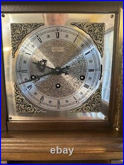 Vintage Hamilton Walnut Triple Chime Quarter Hour Mantel Clock Works Well