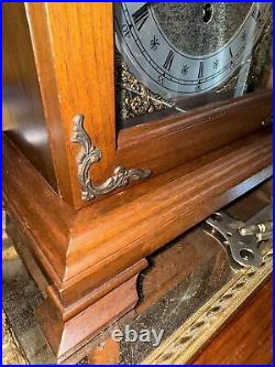 Vintage Hamilton Walnut Triple Chime Quarter Hour Mantel Clock Works Well