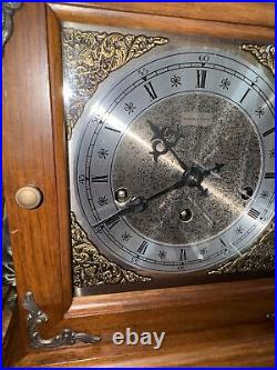 Vintage Hamilton Walnut Triple Chime Quarter Hour Mantel Clock Works Well