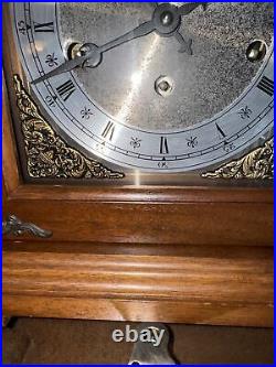 Vintage Hamilton Walnut Triple Chime Quarter Hour Mantel Clock Works Well