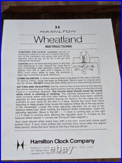 Vintage Hamilton Wheatland Clock Bracket 1/4 Westminster Chime Serviced Working