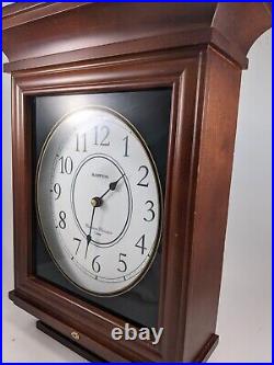 Vintage Hampton Solid Wood Quartz Wall Clock Oak Finish Westminster Chimes