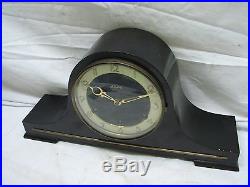 Vintage Heco Art Deco Tambour Camel Back Shelf/Mantle Westminster Chime Clock