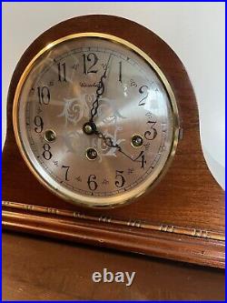 Vintage Herschede 8 Day Mantle Clock Westminster Chime Mahogany Case