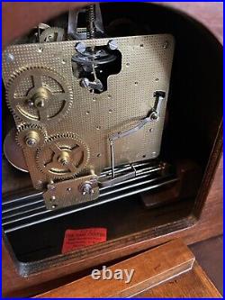 Vintage Herschede 8 Day Mantle Clock Westminster Chime Mahogany Case