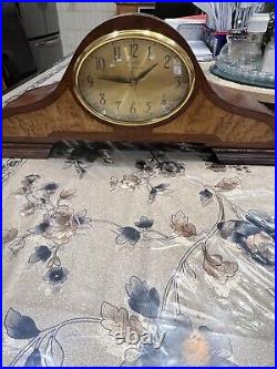 Vintage Herschede Mantle Clock Electric Oval Face Withchimes Keeps Great Time