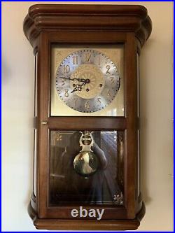 Vintage Howard Miller 3 Chime Oak Wall Clock Model 612-324Westminster