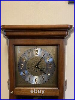 Vintage Howard Miller 3 Chime Oak Wall Clock Model 612-324Westminster