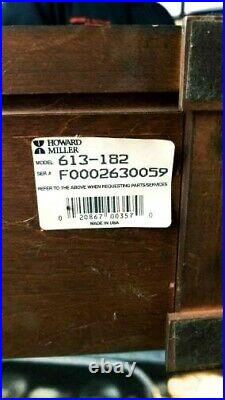 Vintage Howard Miller 340 020A model 613-182 Mantel Clock key Westminster Chime