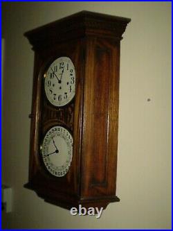 Vintage Howard Miller Double Dial Calendar Westminster Chime -2 Jewels Clock