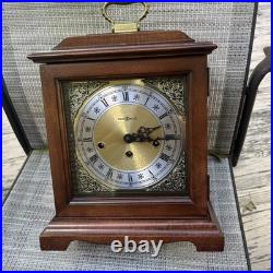 Vintage Howard Miller Mantel Clock 340-020 1/4 Hour Triple Chime Works 2 Jewels