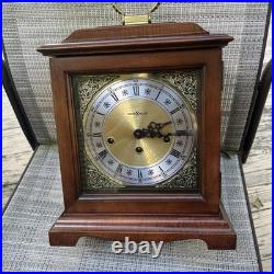 Vintage Howard Miller Mantel Clock 340-020 1/4 Hour Triple Chime Works 2 Jewels