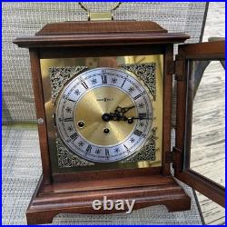Vintage Howard Miller Mantel Clock 340-020 1/4 Hour Triple Chime Works 2 Jewels