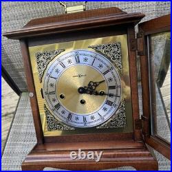 Vintage Howard Miller Mantel Clock 340-020 1/4 Hour Triple Chime Works 2 Jewels