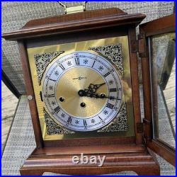 Vintage Howard Miller Mantel Clock 340-020 1/4 Hour Triple Chime Works 2 Jewels