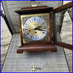 Vintage Howard Miller Mantel Clock 340-020 1/4 Hour Triple Chime Works 2 Jewels