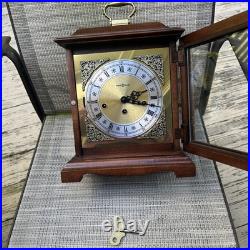 Vintage Howard Miller Mantel Clock 340-020 1/4 Hour Triple Chime Works 2 Jewels