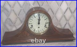 Vintage Howard Miller Mantel Clock Bellingham 3 Chime 612-374 Elm Burl Overlay