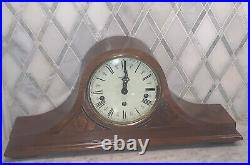 Vintage Howard Miller Mantel Clock Bellingham 3 Chime 612-374 Elm Burl Overlay