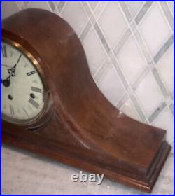 Vintage Howard Miller Mantel Clock Bellingham 3 Chime 612-374 Elm Burl Overlay