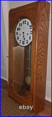 Vintage Howard Miller Oak Westminster Chime Model 621-197 Wall Clock Not Tested