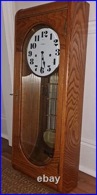 Vintage Howard Miller Oak Westminster Chime Model 621-197 Wall Clock Not Tested