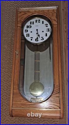 Vintage Howard Miller Oak Westminster Chime Model 621-197 Wall Clock Not Tested