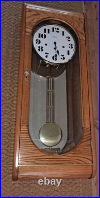 Vintage Howard Miller Oak Westminster Chime Model 621-197 Wall Clock Not Tested