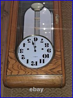 Vintage Howard Miller Oak Westminster Chime Model 621-197 Wall Clock Not Tested