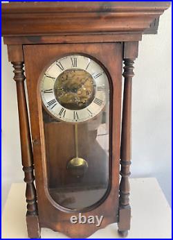 Vintage Howard Miller Wall Clock Barwick Germany Works Keywound RUNS