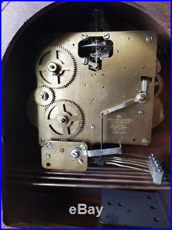 Vintage Howard Miller West Germany Westminster Chime Mahogany Wood Mantle Clock