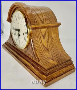 Vintage Howard Miller Westminster Chime Mantel Clock Oak With Walnut Inlay Works