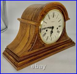 Vintage Howard Miller Westminster Chime Mantel Clock Oak With Walnut Inlay Works