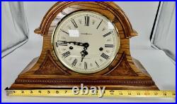 Vintage Howard Miller Westminster Chime Mantel Clock Oak With Walnut Inlay Works