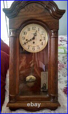 Vintage Howard Miller Wood Westminster Chime Wall Clock Model No. 613-328 Tested