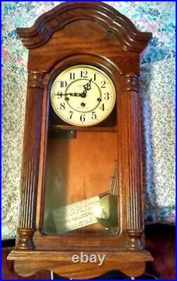 Vintage Howard Miller Wood Westminster Chime Wall Clock Model No. 613-328 Tested