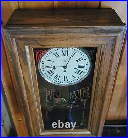 Vintage Howard Miller Wood Westminster Chime Wall Clock Model Tested